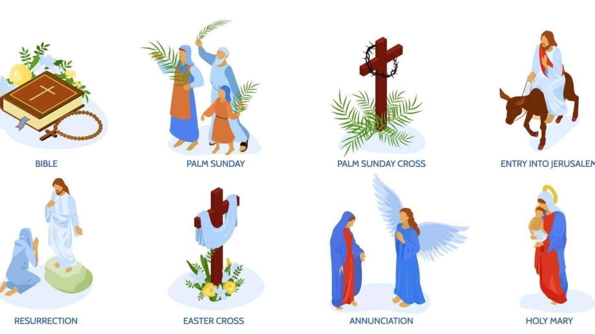 Preghiera e simboli religiosi, immagini di Palm Sunday, croci, resurrezione, Madonne, Gesù e Martiri, rappresentazioni cristiane, fede e spiritualità per blog Catholic.