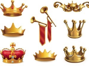 Corone dorate e storiche simbolo di regalità e potere, ideali per decorazioni e regali di prestigio.
