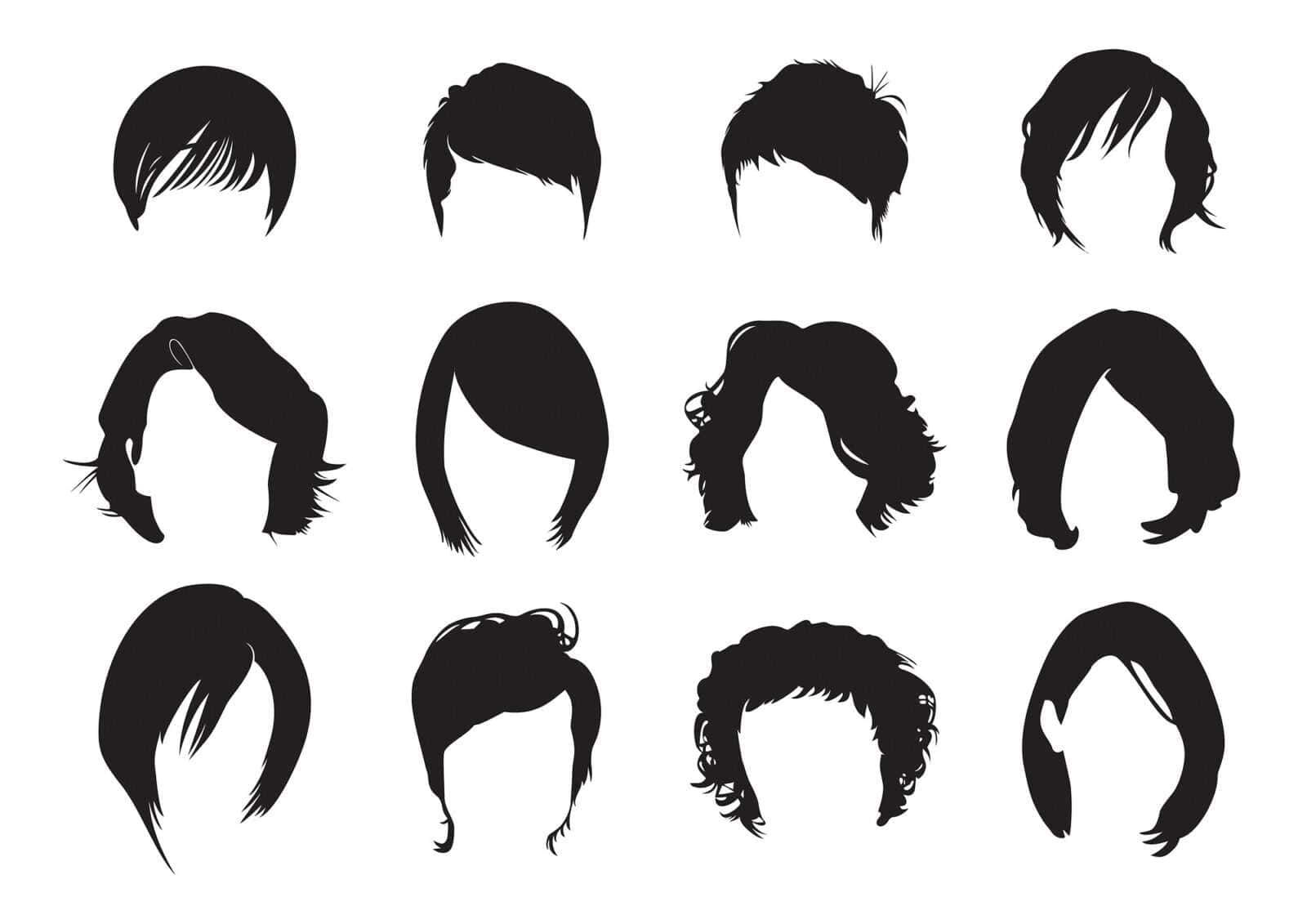 Silhouette con varie tipologie e stili di taglio bob corto