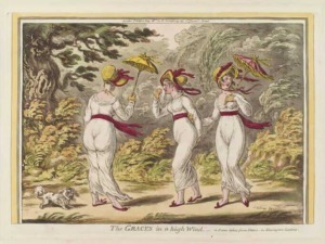 Braccini in una scena di danzatrici classiche che si muovono con ventagli in un paesaggio naturale, stile artistico del XVIII secolo.