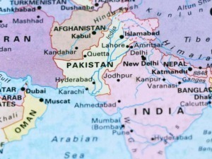 Mappa del Pakistan e dell'India in Asia meridionale