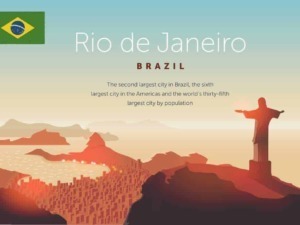 Rio de Janeiro, vista del famoso Cristo Redentore sul Corcovado al tramonto, con paesaggi urbani e naturali iconici, simbolo di turismo e cultura brasiliana.