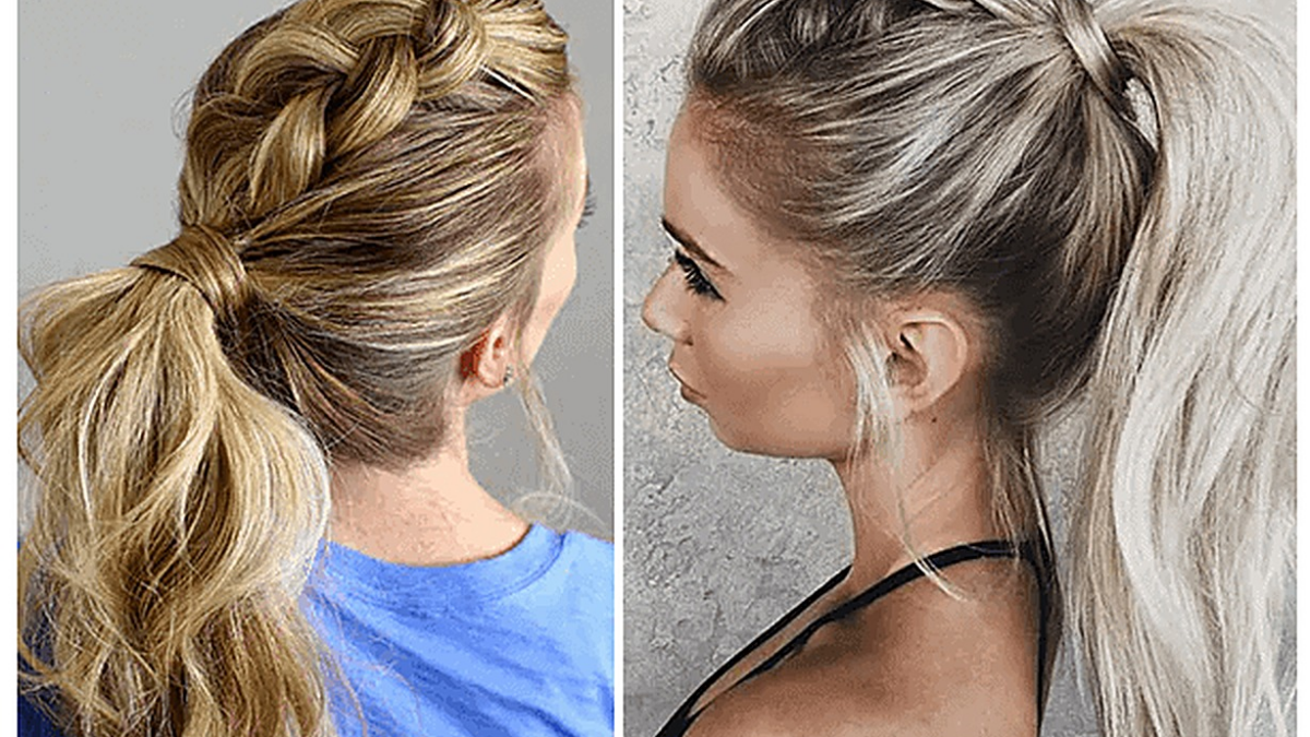 Coiffure con treccia laterale e coda bassa per capelli lunghi e mossi, stile naturale e trendy.