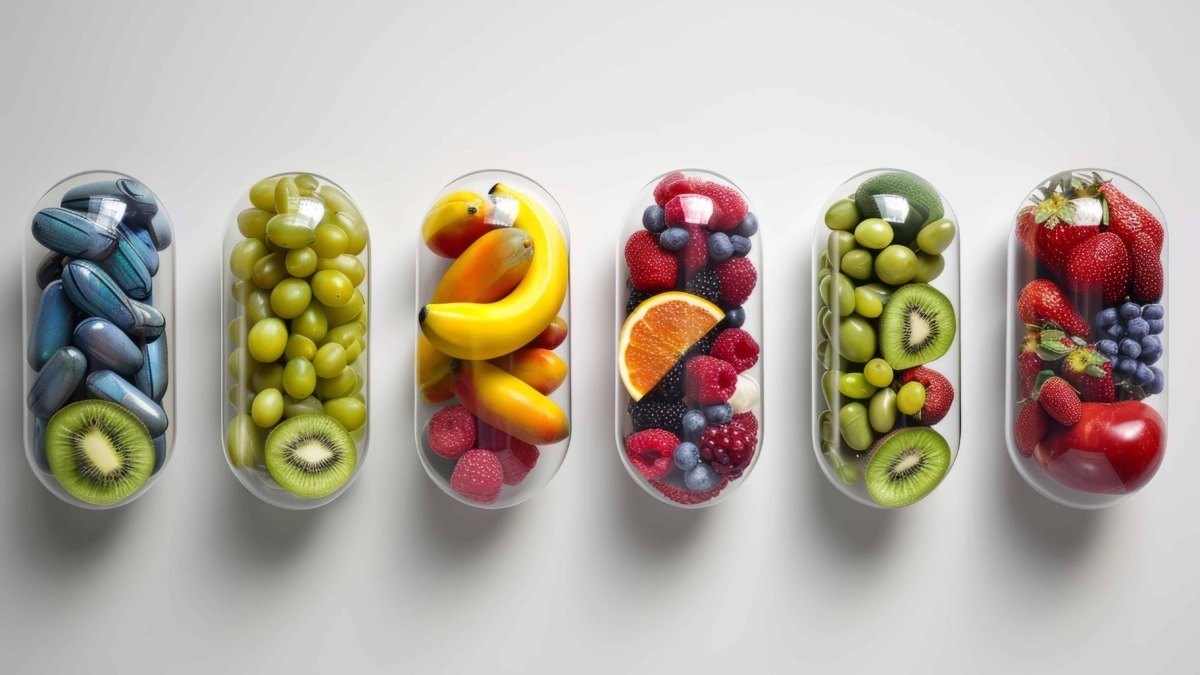 Gusti di frutta fresca in vasetti di plastica trasparenti con diverse varietà di frutta colorata, ideale per ricette salutari e spuntini nutrienti, scelte per un'alimentazione equilibrata e gustosa.