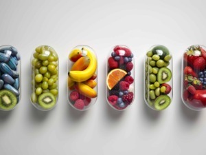Gusti di frutta fresca in vasetti di plastica trasparenti con diverse varietà di frutta colorata, ideale per ricette salutari e spuntini nutrienti, scelte per un'alimentazione equilibrata e gustosa.