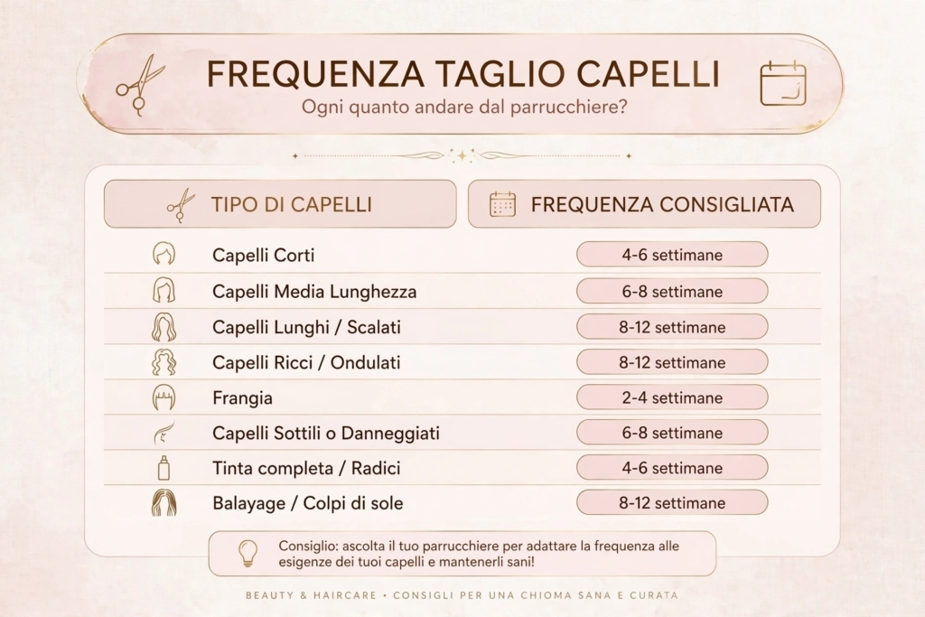 Frequenza taglio dei capelli in base acconciatura