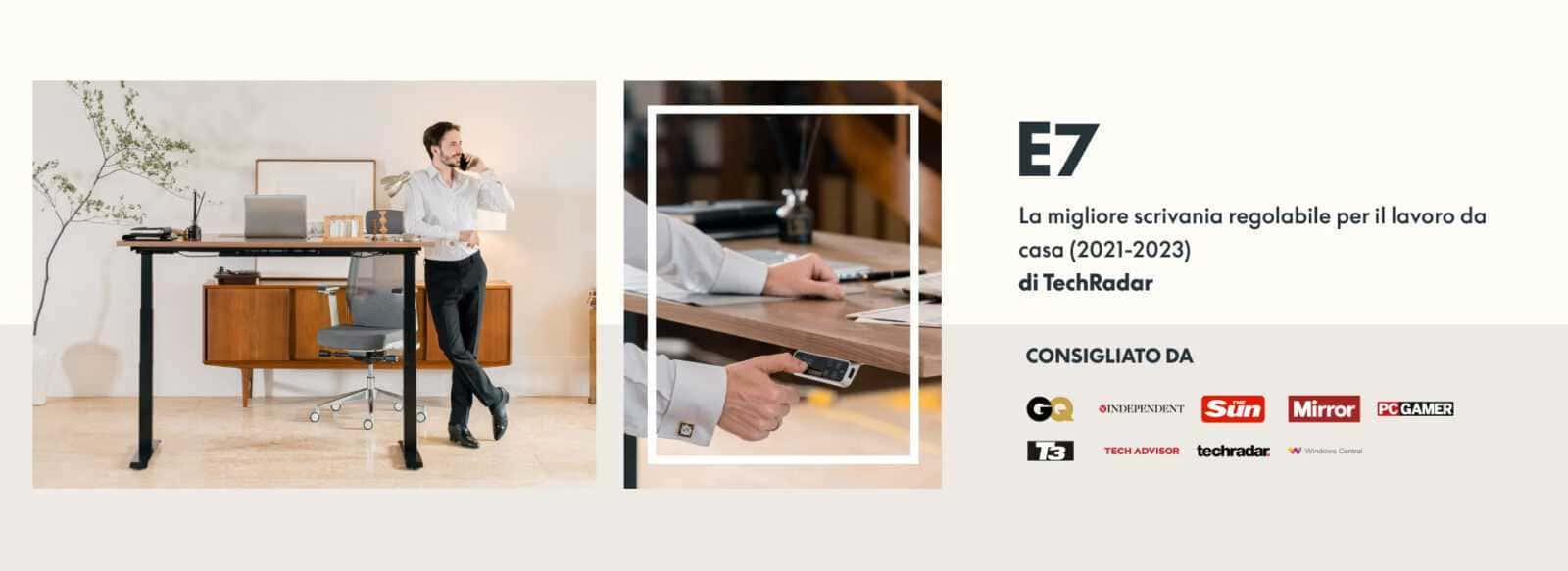 Scrivania regolabile per lavoro da casa e ufficio, con tecnologia ergonomica e design moderno ideale per produttività e comfort.