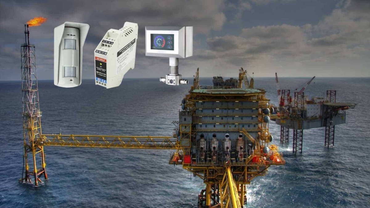 Certificazione ATEX: Sensori di controllo e pompe di backup installati su piattaforma offshore per monitoraggio e sicurezza industriale in oleodotto sottomarino.
