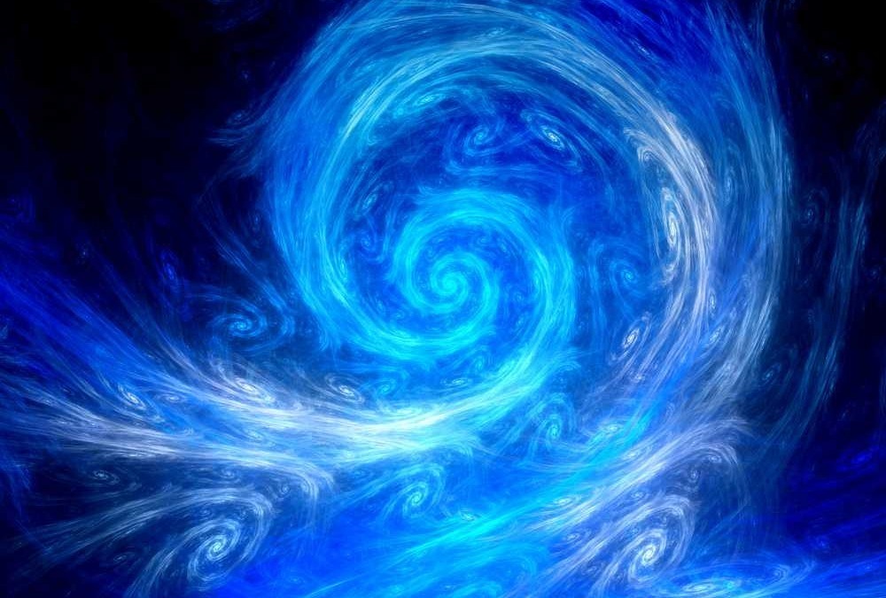 Vortice di energia digitale con sfumature di blu, ispirato a un'immagine astratta di universo e spazio cosmico. Perfetto per articoli su tecnologia, innovazione e scienza.