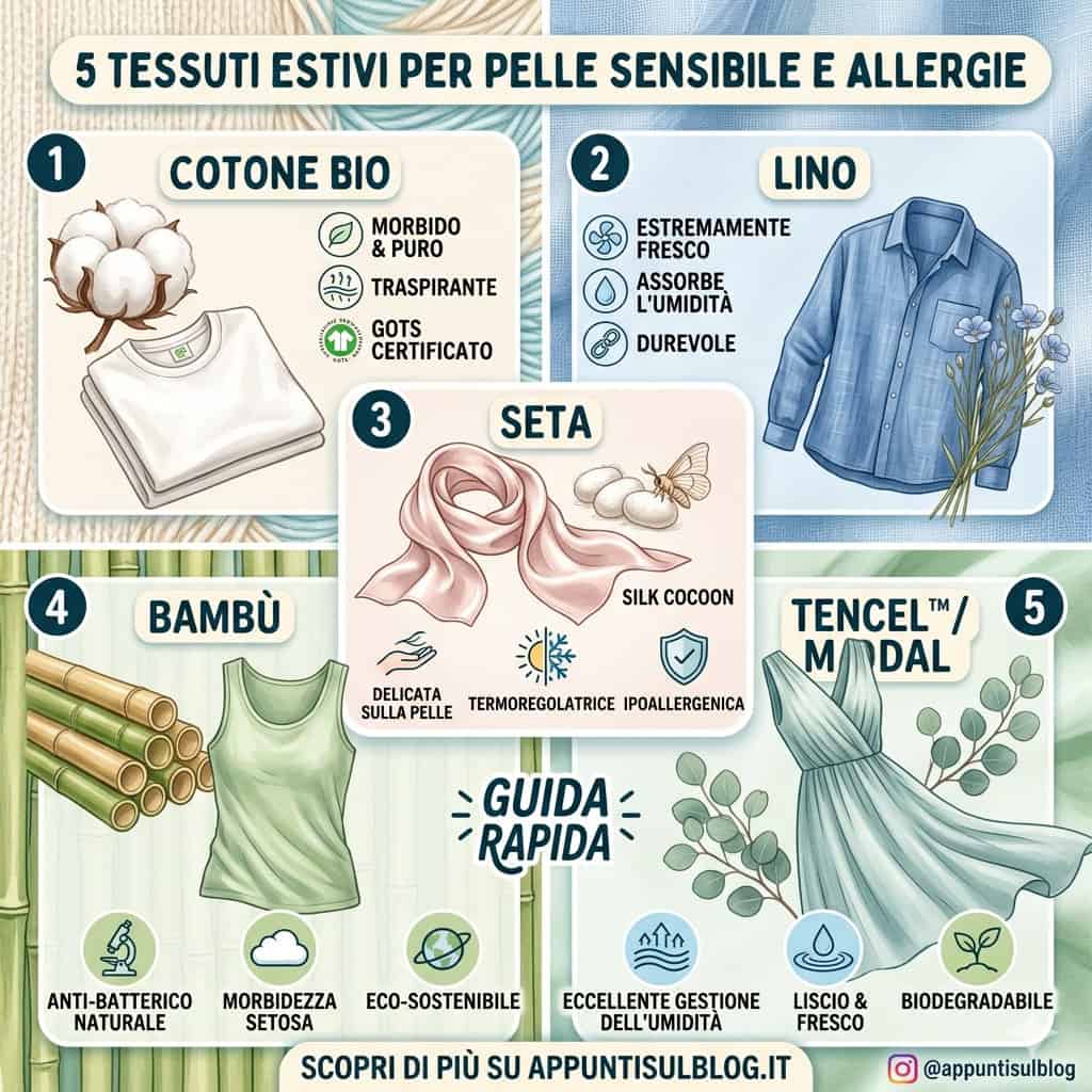 Tessuti estivi ipoallergenici: 5 Tessuti estivi per pelle sensibile e allergie