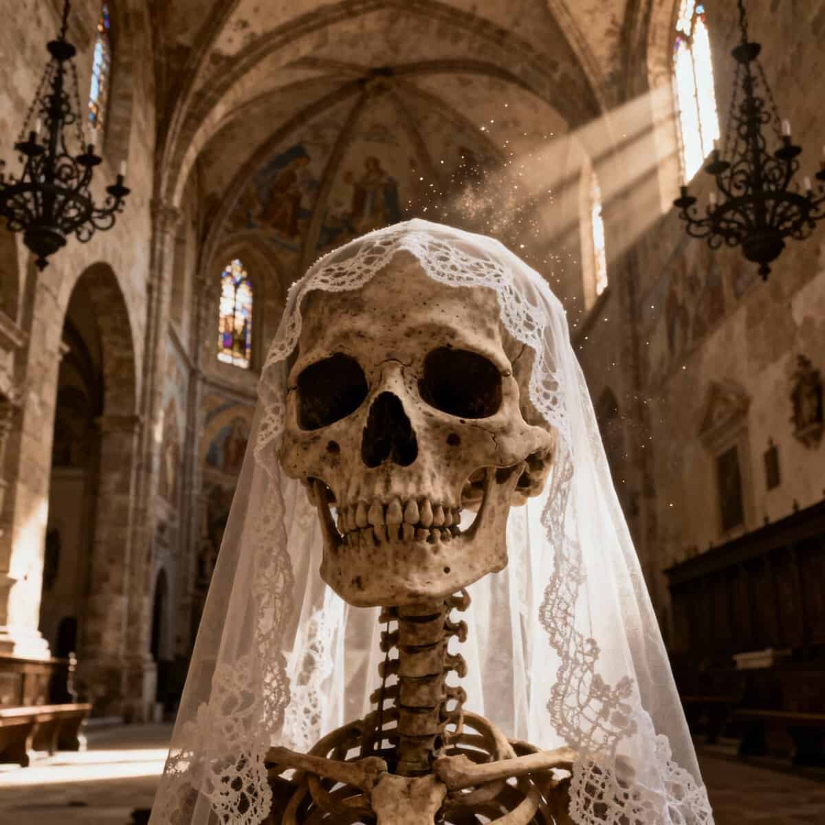 Chiese di napoli tra teschi e leggende: 8 Chiese Spaventose Napoli: Teschi, Leggende e Misteri. Chiesa di Santa Maria del Purgatorio ad Arco - teschio con il velo da sposa.