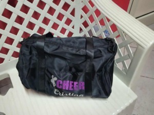 borsa palestra personalizzata donna per cheerleader con nome "Cristina" e logo "CHEER", ideale per allenamenti e competizioni sportive, resistente e capiente.