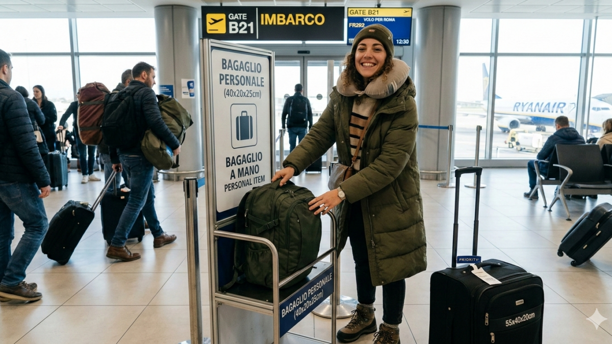 Volo in aeroporto con bagaglio a mano