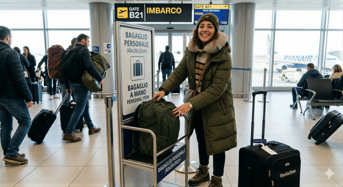 Volo in aeroporto con bagaglio a mano