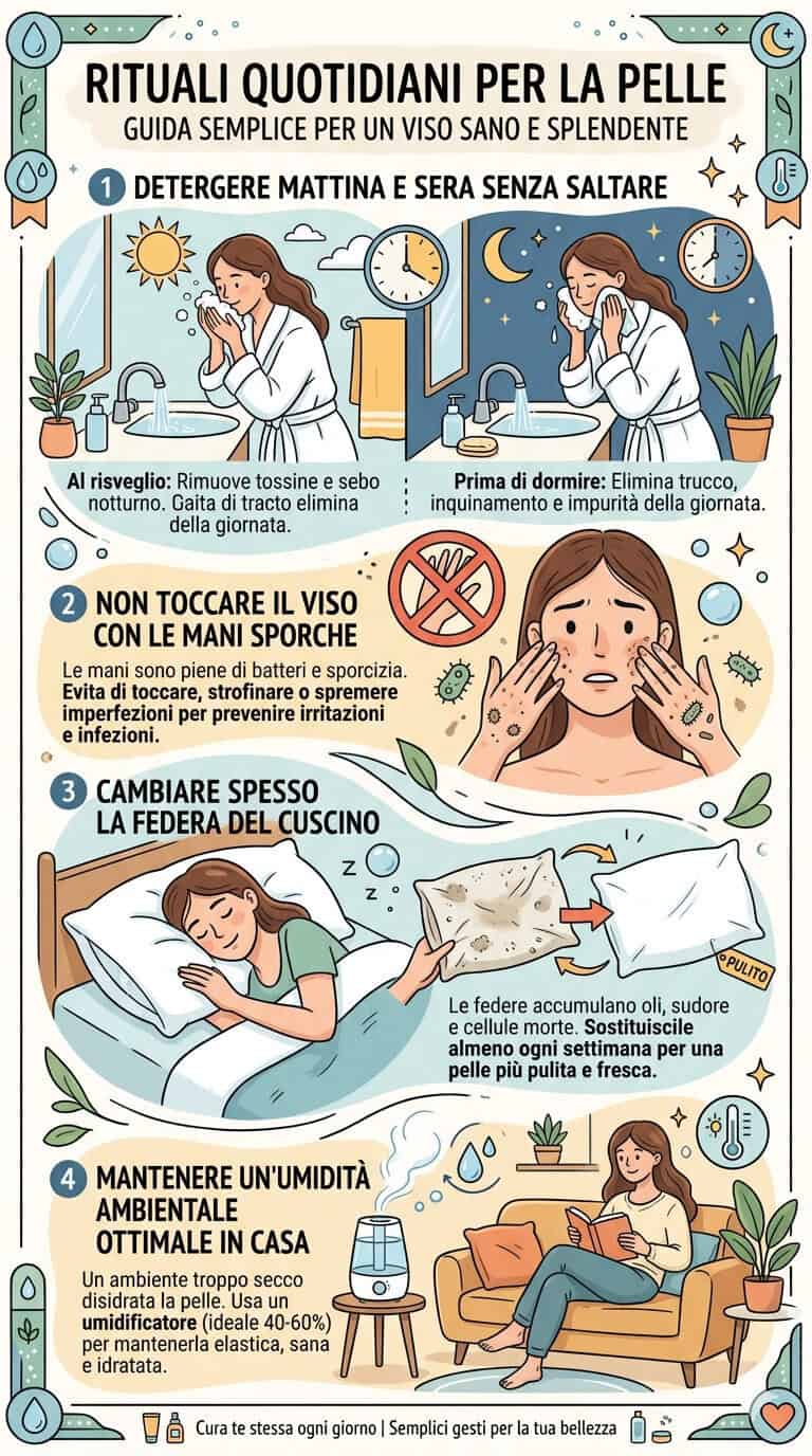 Risveglia la pelle in primavera con semplici rituali quotidiani per una pelle luminosa e sana. Scopri come detergere, idratare e proteggere la pelle per un viso splendente.