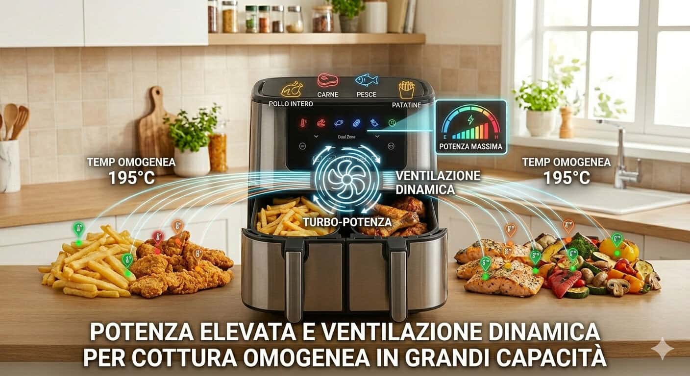 Cottura omogenea degli alimenti nella friggitrice ad aria