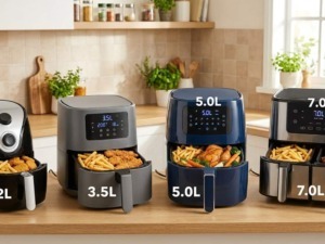 Friggitrice ad aria per famiglie di varie capacità: 2L, 3.5L, 5L, 7L, ideali per cucinare in modo sano e veloce.