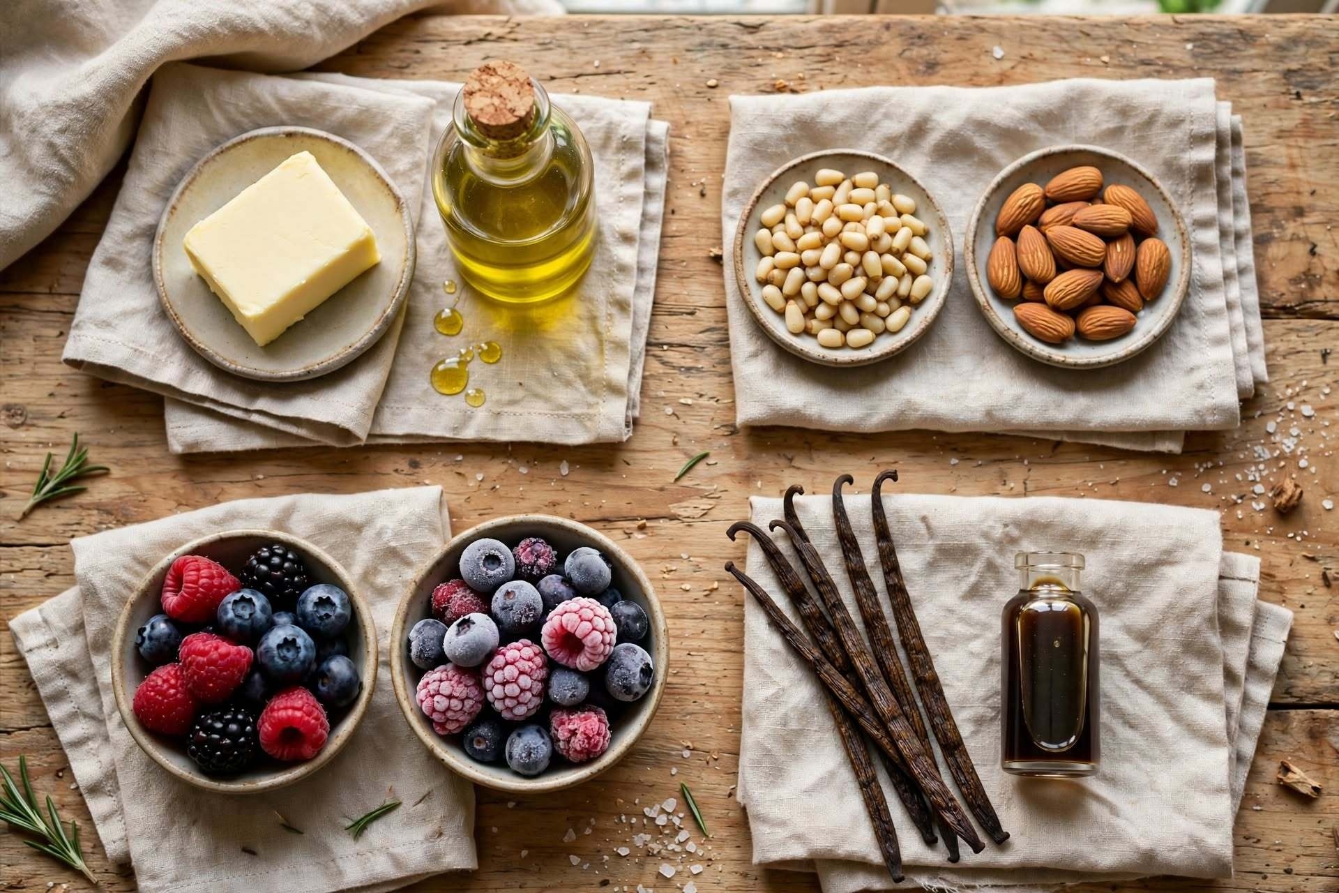 Sostituire ingredienti costosi: burro e olio, pinoli e mandorle, vaniglia e altre alternative