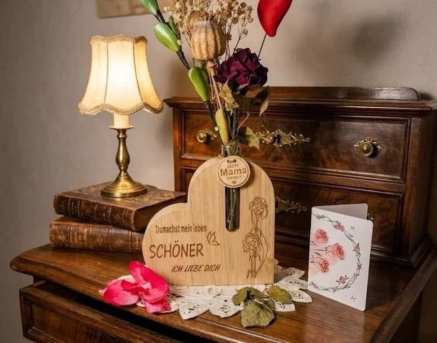 Vaso a Forma di Cuore con Biglietto 3D: Il Regalo Perfetto per Mamma