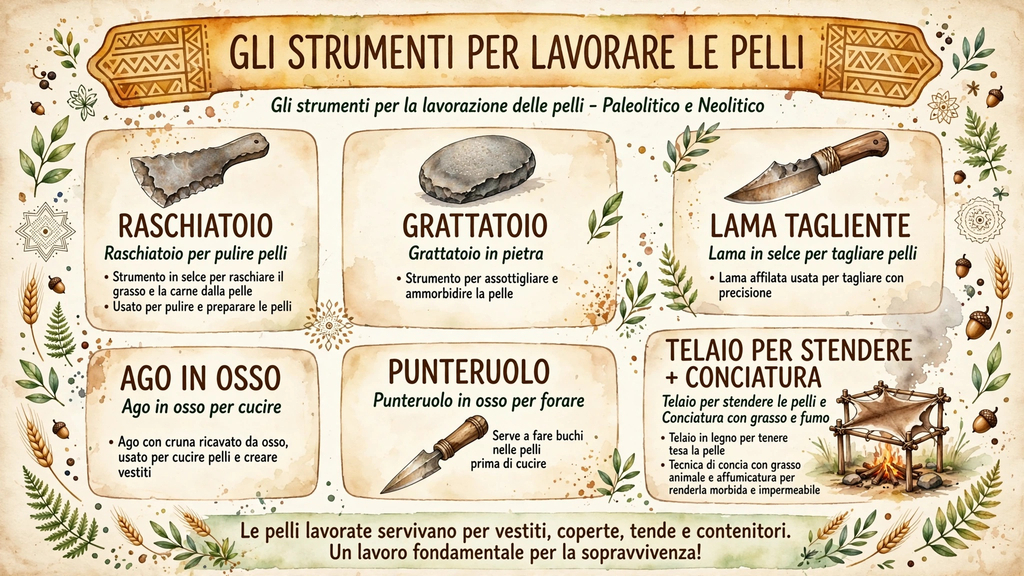 Gli strumenti per lavorare le pelli