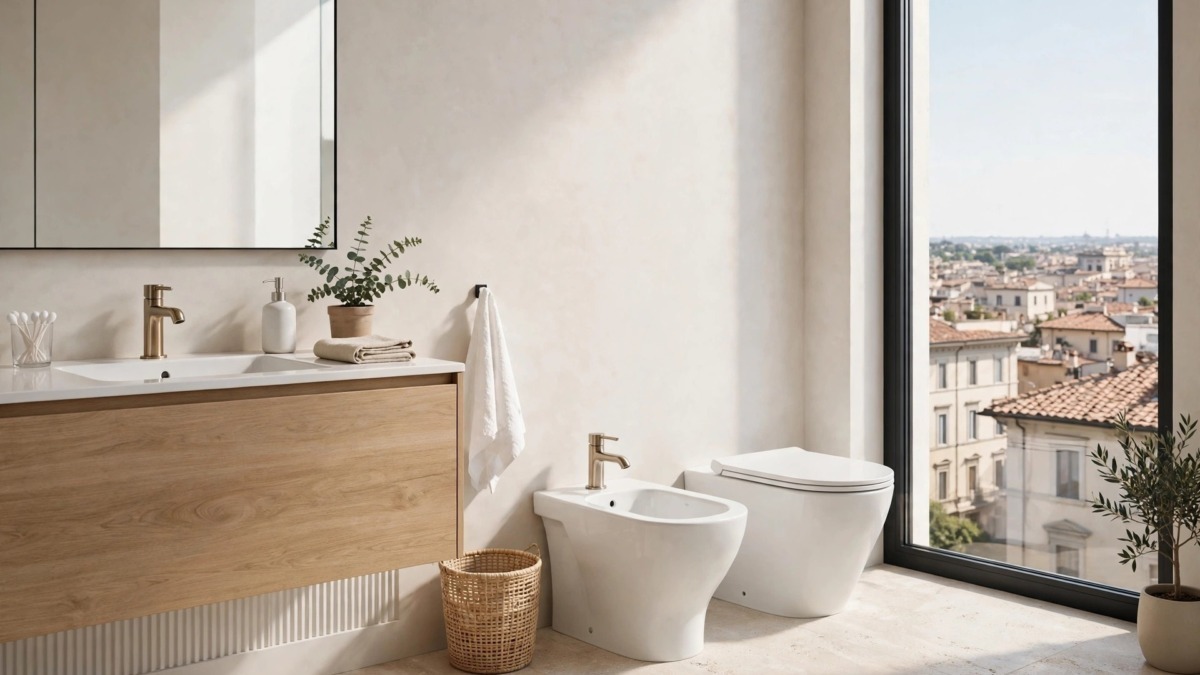 Bagno moderno italiano con bidet