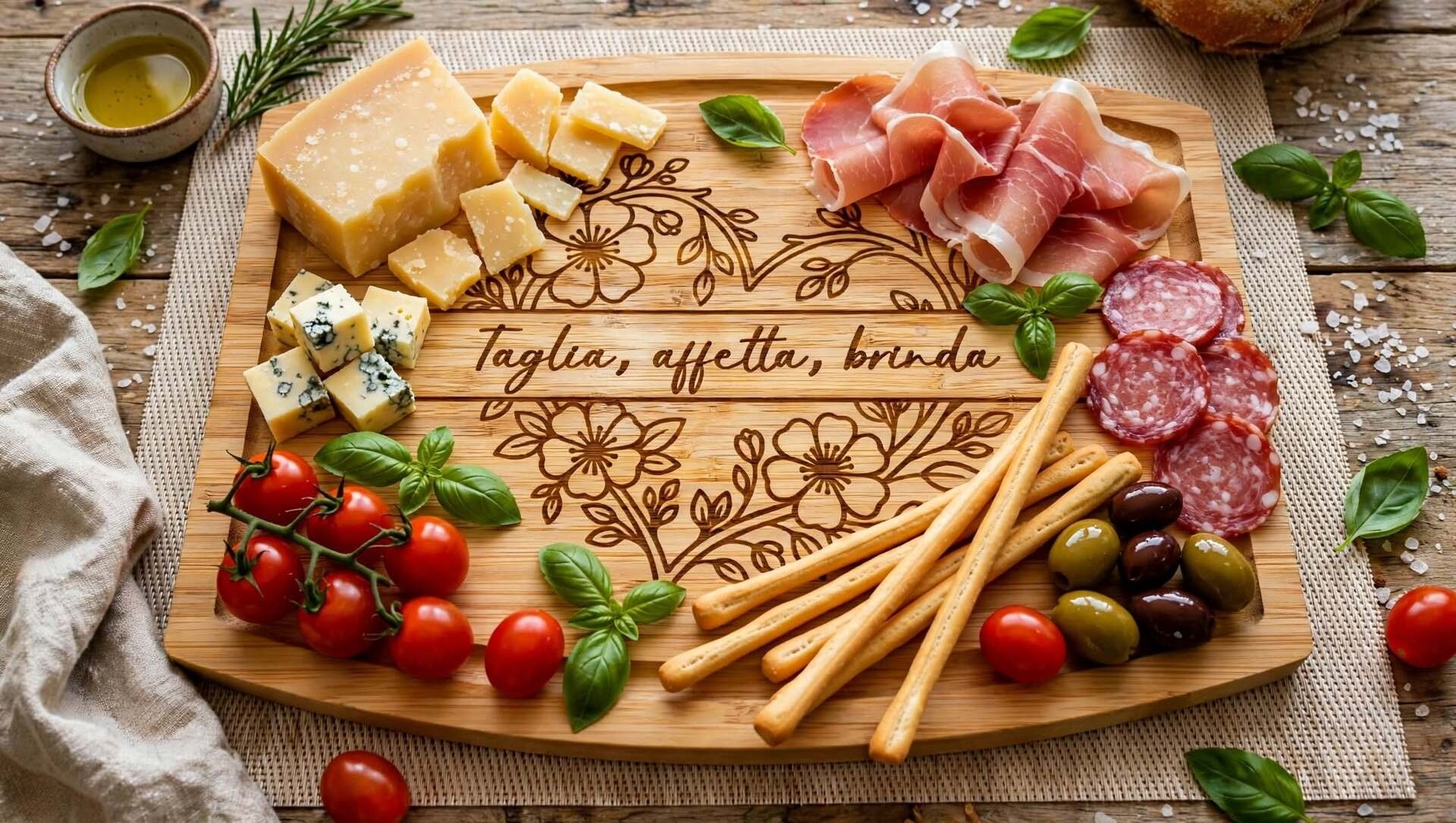 tagliere personalizzato con un antipasto italiano