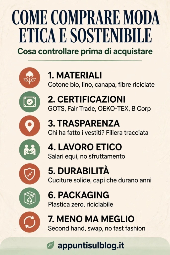 Come comprare moda etica e sostenibile: cosa controllare prima di acquistare 2 tabella decisionale moda etica e sostenibile