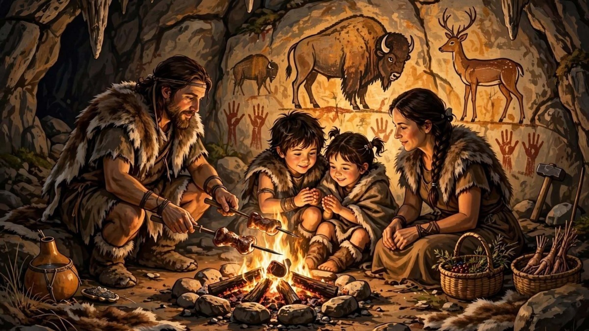Scoperta del fuoco nella Preistoria da parte degli uomini primitivi
