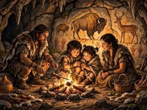 Scoperta del fuoco nella Preistoria da parte degli uomini primitivi