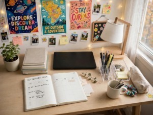 Scrivania ordinata per lo studio