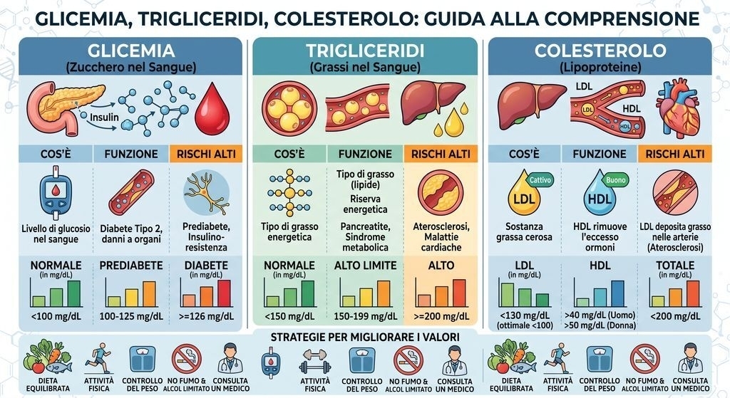 Glicemia trigliceridi e colesterolo: guida alla comprensione