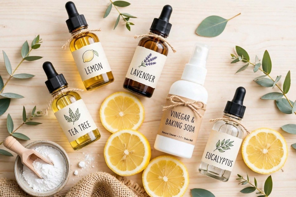 ingredienti naturali pulizie casa aceto bicarbonato oli essenziali