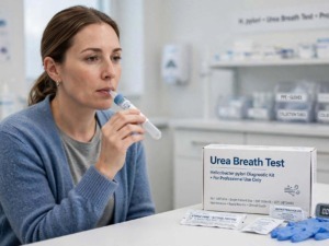Esecuzione del test Helicobacter pylori con kit per il respiro in laboratorio